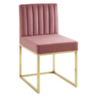 Modway Carriage Performance Velvet Dining Chair - Gold/Dusty Rose - 2 Pack-Gold Stainless Steel Frame