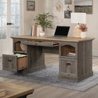 Sauder Sonnet Springs Executive Desk - Pebble Pine-Open cubbyholes provide additional storage space