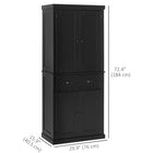 HOMCOM 72" H Tall Kitchen Pantry Cabinet with Drawer - Black-The front doors have a magnetic closure 