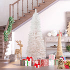 HOMCOM 5' Artificial Christmas Tree with Metal Base - Pink/White-Pencil shape don't take up much floor or table space, suitable for small rooms or a second Christmas tree in an entryway 