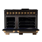 Kucht 48" KEG Series Pro Style Propane Ready Gas Range - Gemstone -High-quality gold control knobs offer precise, tactile feedback
