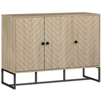 HOMCOM Modern 42.5" L Sideboard - Oak-Chevron pattern on four doors adds a striking visual appeal