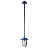 Hudson&Canal Bay 8.25" Wide Lantern Pendant with Glass/Metal Shade - Blue/Clear-Cottage design for your entryway, foyer, or kitchen