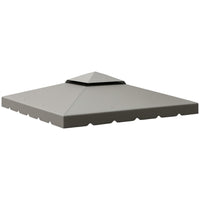Outsunny 10' L x 10' W Gazebo Replacement Canopy Top - Grey-ONLY fit Outsunny 9.8' x 9.8' (3 x 3 m) gazebo