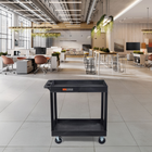 Luxor TUFFY XL Two-Tier Multi-Purpose Utility Cart with Heavy-Duty 5" Casters - 32" W x 18" D - Black-7