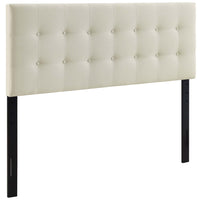 Modway Emily Upholstered Fabric King Headboard - Ivory-Elegantly tufted button headboard
