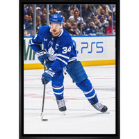 Auston Matthews Maple Leafs Action - Framed Canvas - 22" x 31"-Premium canvas print with gallery-wrapped edges