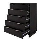 Manhattan Comfort Granville 37.8" Modern Tall Dresser - Black-Featuring 25mm of Board Thickness Made of High Quality Solid Wood and Solid Wood Ribbed Drawer Front.