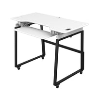 Rocelco 46" Deluxe Adjustable Height Desk Riser and Floor Stand Bundle - White/Black-STANDING DESK BUNDLE: Includes the 46" Standing Desk Converter (DADR-46) and Deluxe Mobile Floor Stand (DADR-FSM) to convert desk riser into a full rolling sit to stand desk