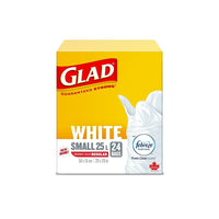 Glad Kitchen Catcher Easy-Tie W/Febreze - 25L - 24 Pack-SMALL WHITE GARBAGE BAGS: Box of 24 bags of Glad Small 25L white garbage Bags