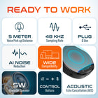 Delton C3900 Noise-Reducing USB Conference Speakerphone - Black-Smart voice enhancement and ambient noise reduction technology ensure your conference calls are clear and everyone is heard