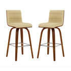 Armen Living Vienna 26" Counter Height Swivel Bar Stool in Walnut Wood Finish with Cream Faux Leather-9