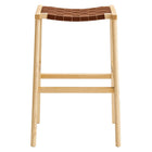 Modway Saoirse Leather Wood Bar Stool - Natural Brown - Set of 2-8