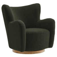 Modway Montrose Wingback Sherpa Swivel Accent Chair - Fern Walnut-Wingback Accent Chair