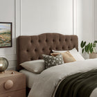 Modway Annabel Premium Linen Blend Full Headboard - Cocoa-Wood Blend Frame