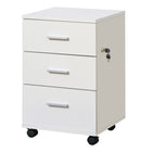 Vinsetto 3-Drawer Letter/A4 Filing Cabinet with Lock & Wheels - White-3 drawers store your office supplies
