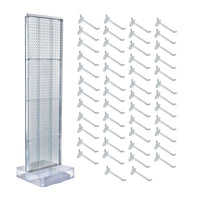 Azar Studio Base Pegboard Floor Stand - 60" x 17" - Clear-Includes a T-strip sign holder that can be attached to the top of the pegboard display