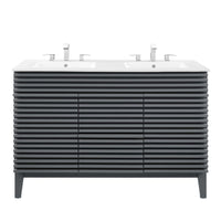 Modway Render 48" Double Sink Bathroom Vanity - Grey/White-Mid-Century Modern Vanity