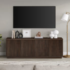 Hudson&Canal Hanson TV Stand for TV's up to 75" - Alder Brown-Constructed of sturdy MDF and PVC materials in a handcrafted alder brown finish