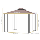 Outsunny 10 ft W x 10 ft L Patio Gazebo - Outdoor Gazebo Canopy - Brown-Blocks most of the sun's UV rays to reduce heat and keep you cool