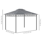 Outsunny Double Roof Hardtop Gazebo with Nettings Curtains - 10' x 12' - Khaki-Combined metal and aluminum frame provides more excellent stability and robustness 