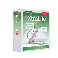 Cardinal XtraLife ClearVue Locking D-Ring Binder, White, 3”-Interior pockets on the front and back