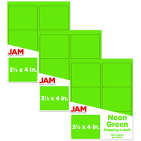 JAM Paper Mailing Address Labels, 3 1/3 x 4, Neon Green, 3 sets of 120 (354328037g)-Size: 2.63" x 1"