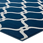 Modway Beltara Chain Link Transitional Trellis Area Rug - 8 ft W x 10 ft L - Moroccan Blue/Ivory-Stain Resistant / Easy To Clean