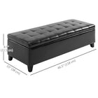 HOMCOM Storage Ottoman Bench with Solid Wood Legs - Black-Uses flame-retardant PU and sponge, ensuring greater safety and peace of mind;