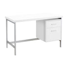 Monarch Specialties 7149 48" Computer Desk - White/Silver Metal-Sleek, contemporary 48"l computer desk with a white laminate finish and grey metal frame, perfect for working on your laptop, writing, or studying.