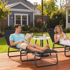 Outsunny Folding Lounge Chair - 5 Position Sun Tanning Chair - Black-Stackable garden chairs save space neatly when you need extra room