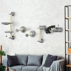 PawHut 4-Piece Cat Wall Shelves with Hammock, Scratching Post, Ladder and Steps-Stable construction supports multiple cats or large breeds securely 