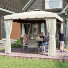 Outsunny 10 ft W x 10 ft L Outdoor Patio Gazebo with Sidewalls - Cream White-Outer curtains are coated polyester to protect against the sun