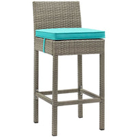 Modway Conduit Outdoor Patio Wicker Rattan Bar Stool - Light Gray Turquoise-Modern Outdoor Bar Stool