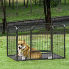 PawHut Heavy Duty 4 Panel Dog Playpen - Black-A hinged door included for easy in and out 