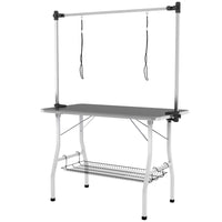 PawHut Dog Grooming Table with Adjustable Arms - Black-Adjustable grooming arm fits pets up to 35.4" (90 cm) long
