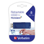 Verbatim 8 GB USB Flash Drive - Blue-Retractable USB connector means no cap to lose