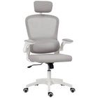 HOMCOM Ergonomic Office Chair with Lumbar Support and Flip-Up Armrests - Grey-Dynamic dual-back design provides flexible support, relieving pressure after long hours