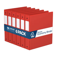 Davis Group Premium Economy Binder - D Ring - 1.5" - Red - 6 Pack-3 Ring Binder