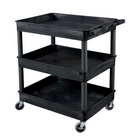 Luxor 3 Shelf Tub Cart, Black, (TC111-B)-High density polyethylene structural foam molded plastic