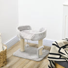 PawHut Cat Tree Tower Condo with Sisal Scratching Posts - Light Grey-Material: Particle Board, Polyester, Sisal 
