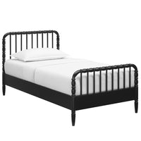 Modway Arlette Twin Size Wood Spindle Bed Frame - Black-Twin Size Bed Frame