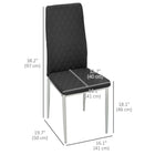 HOMCOM Dining Chairs with Upholstery Seat & Steel Legs - Black - Set of 4-Bright galvanized steel legs provide optimal support and stability