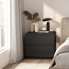 Manhattan Comfort Chrystie Contemporary Modern 2-Piece Dresser and Nightstand Set - Black-Sturdy plinth-style base provides stability while maintaining a streamlined, elevated look