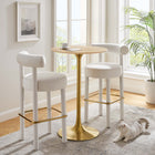 Modway Lippa 28" Round Natural Wood Bar Table - Gold Natural-Chip-Resistant Metal Pedestal Base