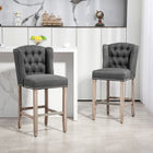 HOMCOM Upholstered Padded Bar Stools with Wood Legs - Charcoal Grey - 2 Pack-Ergonomic line, thick sponge padding and fabric with linen touch for great comfort
