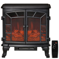 HOMCOM Freestanding Electric Fireplace Heater with Flame Effect and Timer - Black-Realistic LED flame effect with adjustable brightness settings 