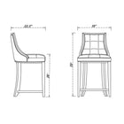 Manhattan Comfort Fifth Avenue 19" Traditional Faux Leather Upholstered Counter Stool - Pebble Grey - 3 Pack-Upholstered in Faux Leather with Foam Padding