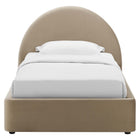 Modway Resort Performance Velvet Arched Round Twin Platform Bed - Taupe-Wood Slat Support