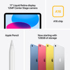 Apple iPad 11" - Liquid Retina Display - Wi-Fi + Cellular - A16 Chip - 256 GB - Silver-Unlock and pay with Touch ID: Touch ID is built into the top button, so you can use your fingerprint to unlock your iPad, sign in to apps and make payments securely with Apple Pay
